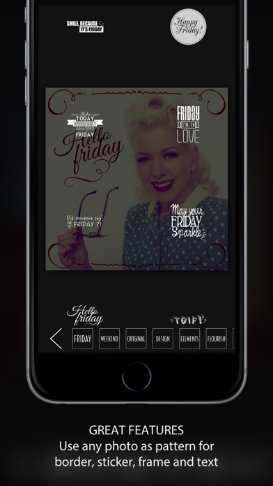 FRIDAY CANDY : BEST HAPPY FRIDAY & WEEKEND CAMERA - ADD STICKER AND FRAME OVER IMAGE 1.1 IOS GAME GIẢI TRÍ FRIDAY CANDY : BEST HAPPY FRIDAY & WEEKEND CAMERA - ADD STICKER AND FRAME OVER IMAGE 1.1 IOS