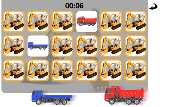 Trucks and Diggers Matching Game