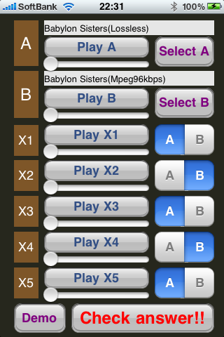 ABX Tester screenshot 3