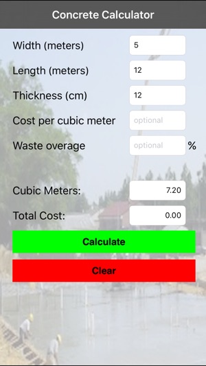 Concrete Calculator Metric