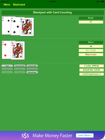 BlackJack Card Count Tutor Free - BA.net screenshot 4