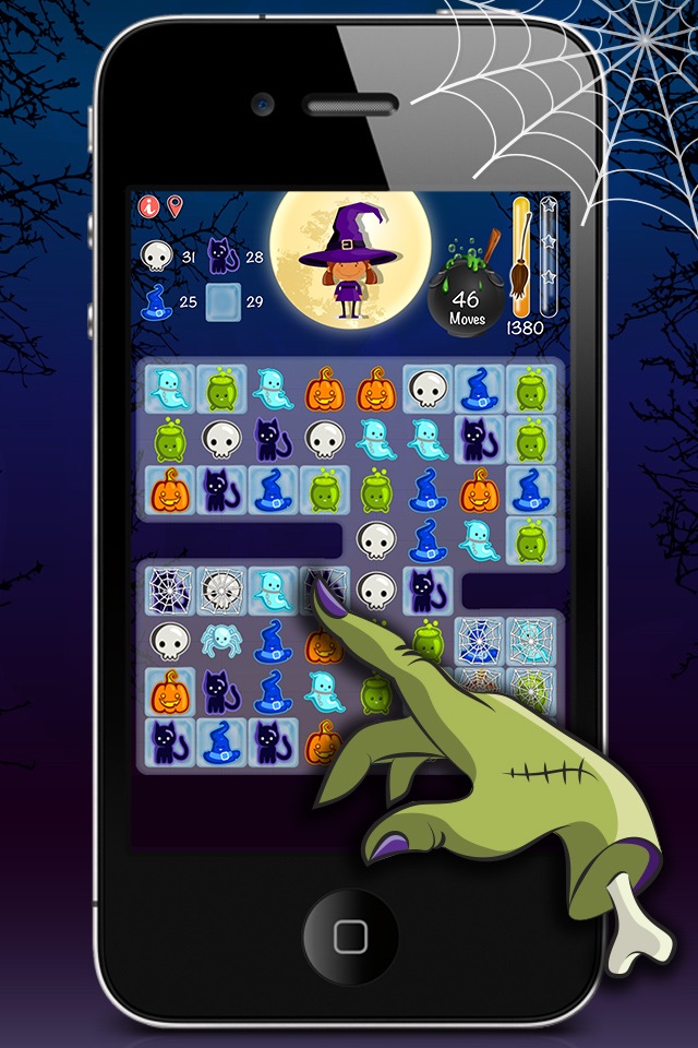 Cats & witches Halloween crush bubble game of zombies screenshot 2
