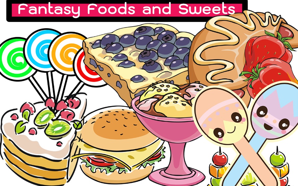 Funny Sweets And Dessert Colorful Foods Coloring screenshot 2