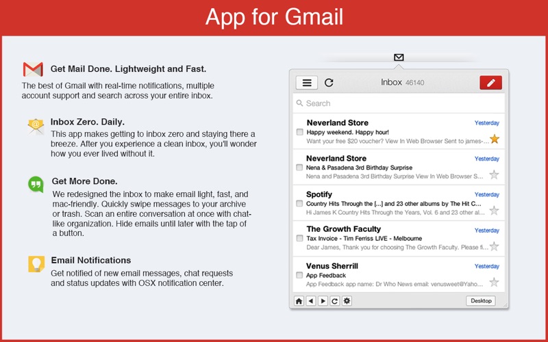 Aplicación gmail para apple mac os