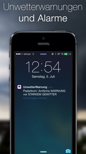 UnwetterWarnung - Alarm bei Gewitter, Schnee, Sturm und Rege(圖1)-速報App