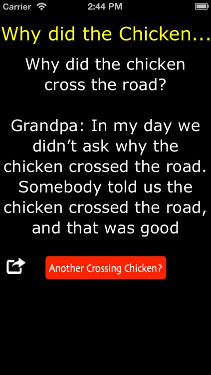 Why did the chicken cross the road?