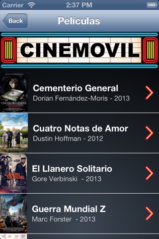 Cine Movil: Cartelera en Perú. screenshot 2