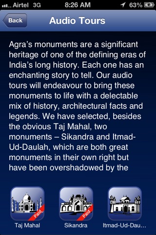 iTajPlus: A city guide for Agra with audio tours of Taj Mahal & mughal monuments and offline maps screenshot 2