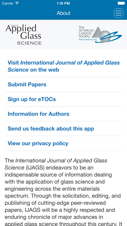 International Journal of Applied Glass Science screenshot-3
