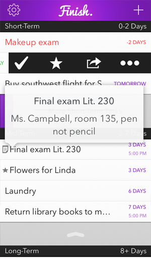 ‎Finish. The procrastinator's to-do list. Screenshot