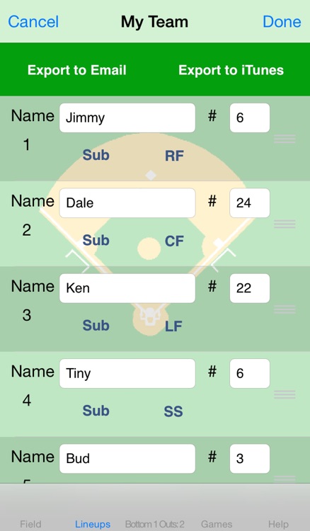 touchScore Baseball Scorecard