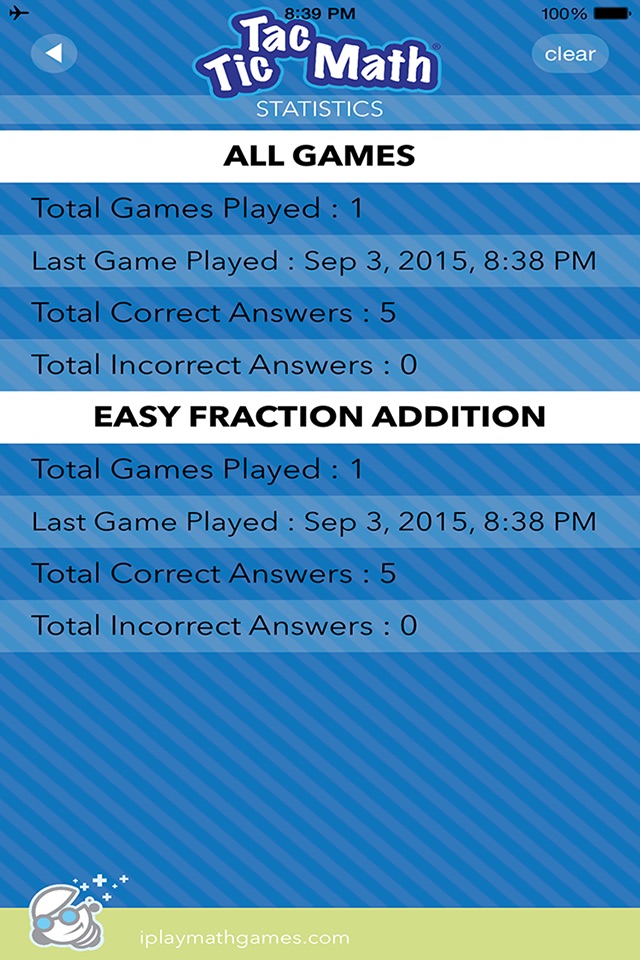 Tic Tac Math Fractions screenshot 2