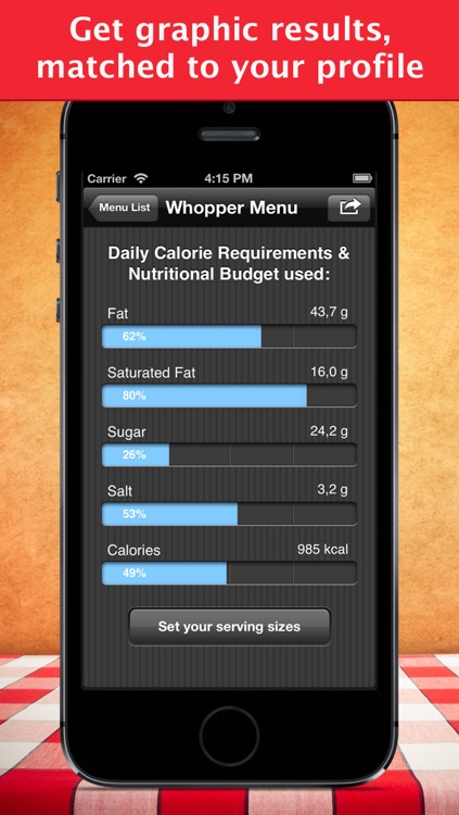 Fast Food Calories Counter & Restaurant Nutrition Menu Finder, Weight Calculator & MealS Tracking Journal screenshot-3
