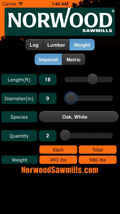 Norwood Sawmills Calculator