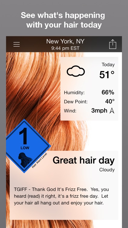 Hair Alert+ - your hair weather forecast for frizzy, curly or straight hair