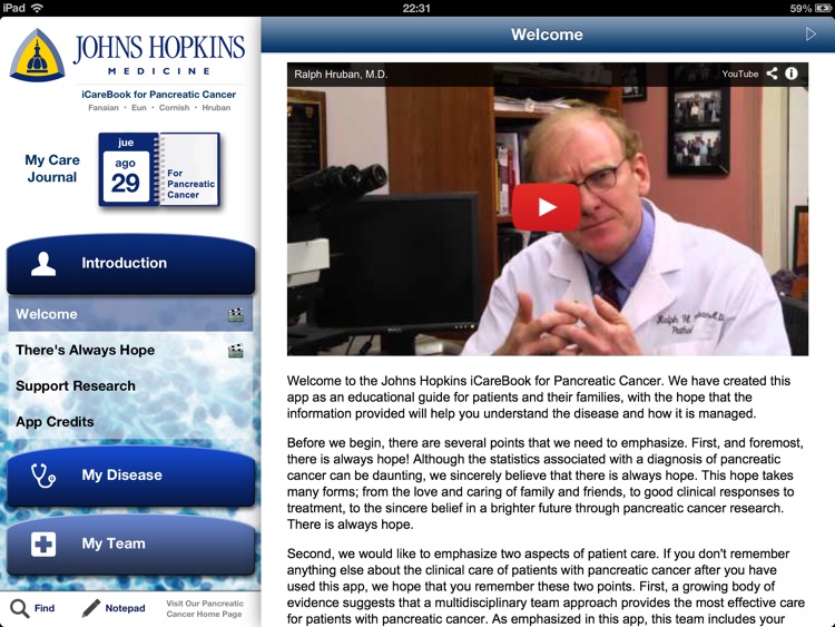 The Johns Hopkins iCarebook for Pancreatic Cancer HD