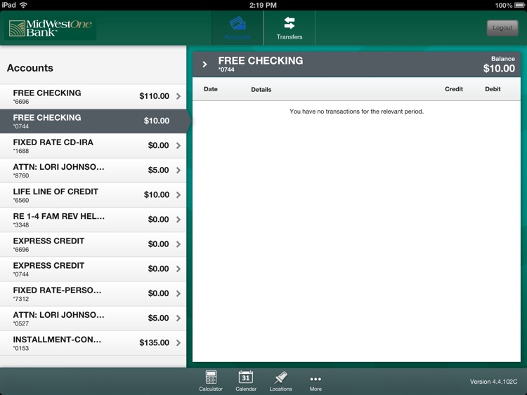 MidWestOne Bank for iPad