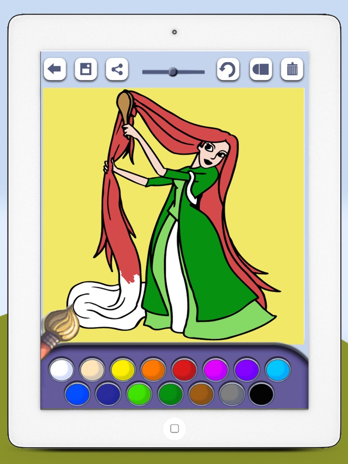 Paint princesses game for girls to color beautiful ballgowns with the finger
