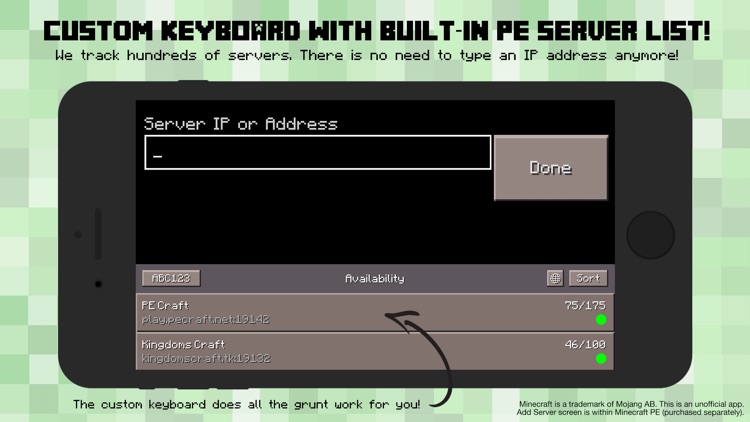PE Servers - Custom Keyboard for Minecraft Pocket Edition screenshot-0
