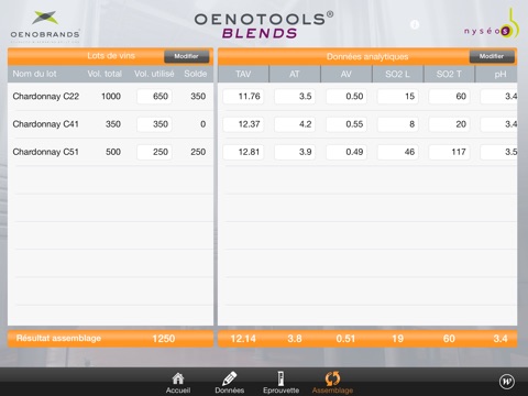 Oenotools BLENDS screenshot 3