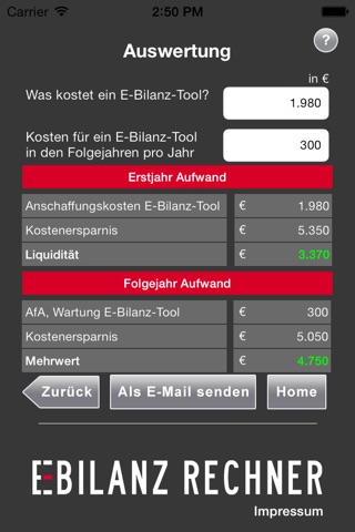 E-Bilanz Rechner screenshot 4