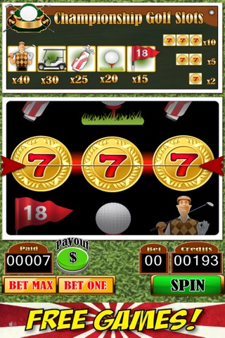 Championship Golf Slots - Free Slot Machine of Fun for the Golfer in Your House iPhone/iPad Edition screenshot 4