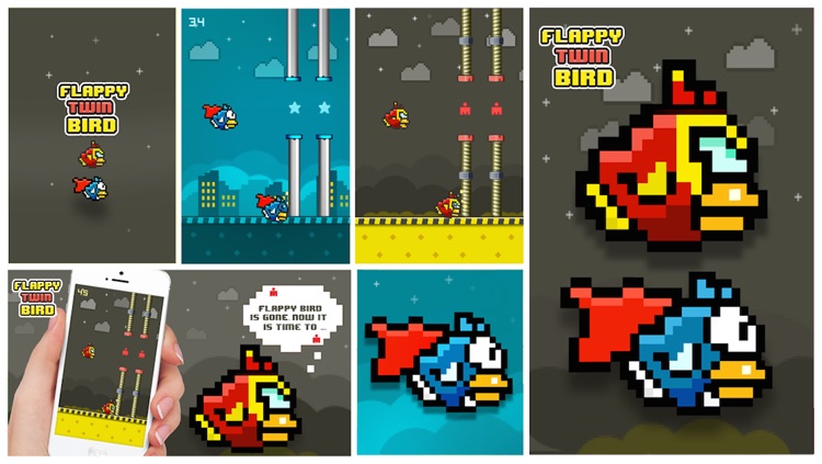 Flappy Twin Hero Bird - Super Bird vs Iron Bird