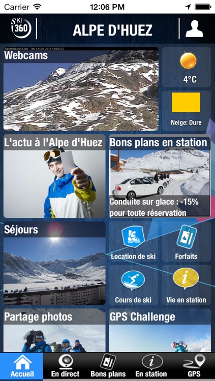 Alpe d'Huez par SKI 360 (bons plans, météo, enneigement, webcams, GPS,…)