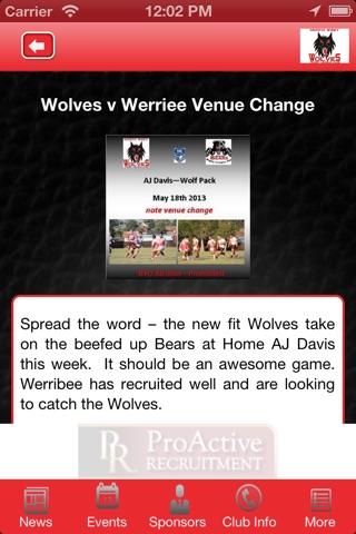 North West Wolves Rugby League Club screenshot 2