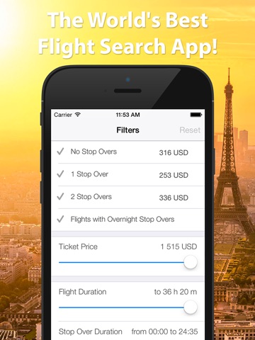 Скриншот из Find The Cheapest Flight Tickets. Search and compare airfares from 1,038 airlines!