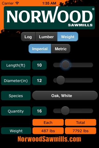 Norwood Sawmills Calculator screenshot 3