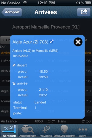 Marseille Airport Provence (MRS) Flight Tracker screenshot 2