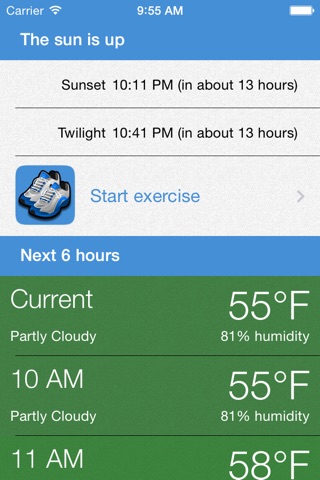 Exercise Forecast screenshot 2