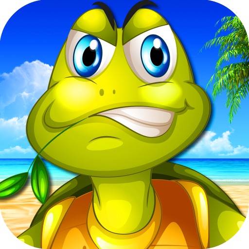 Little Turtle on Fancy Swim Race at Sea Shore Tile iOS App