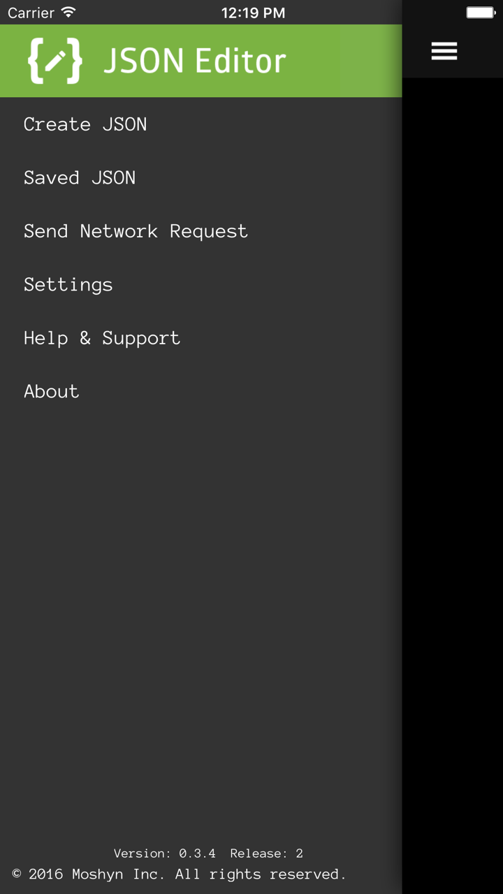 JSONEditor screenshot 1