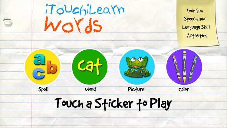 iTouchilearn Words for Preschool Reading, Spelling, Speech Skills