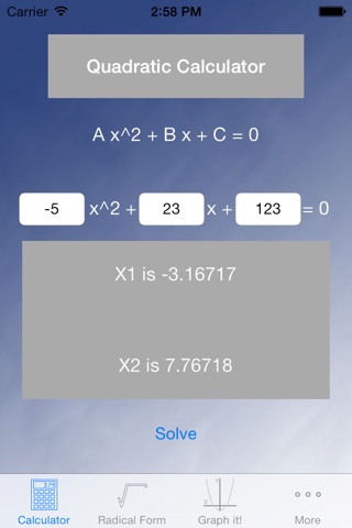 Blue Quadratic Solver screenshot 4
