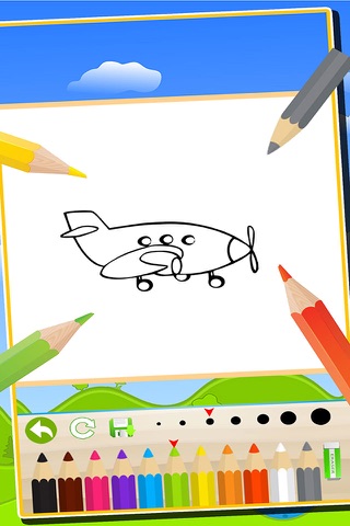Vehicles Airplanes Trains Coloring Book : Kids Easy Paint Fun Drawing Games screenshot 2