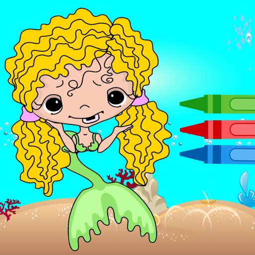 Mermaid World Story Coloring Book Game For Kids Icon