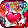 Coloring Book : Painting Picture on Hearts Cartoon Pro