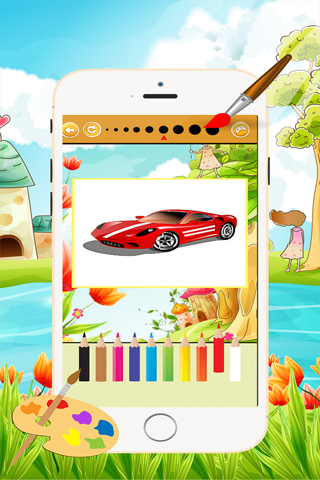 Sports Car Coloring Book - All in 1 Vehicle Drawing and Painting Colorful for kids games free screenshot 2