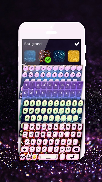 Glitter Keyboard Extension – Key Font.s Change.r & Glow.ing Background Theme.s