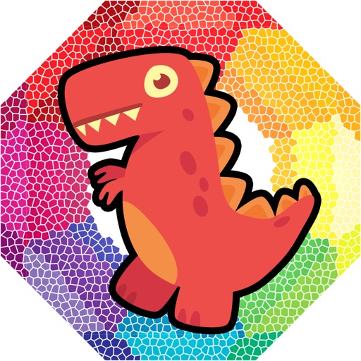 Dinosaur Coloring Book Game Kids Drawing and Painting Colorful Icon