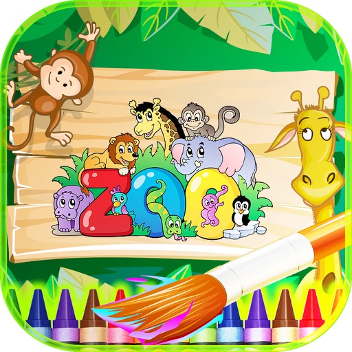 Coloring Book Zoo Animals - Zoo Animals For Children To Learn to Paint -  Free Color Pages Icon