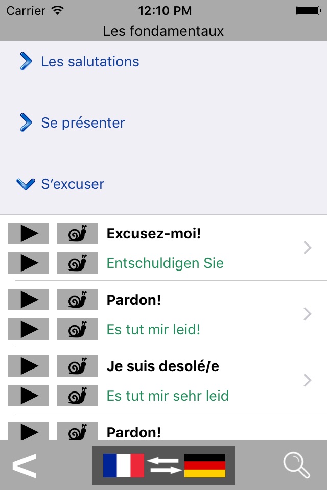 French / German Talking Phrasebook Translator Dictionary - Multiphrasebook screenshot 2