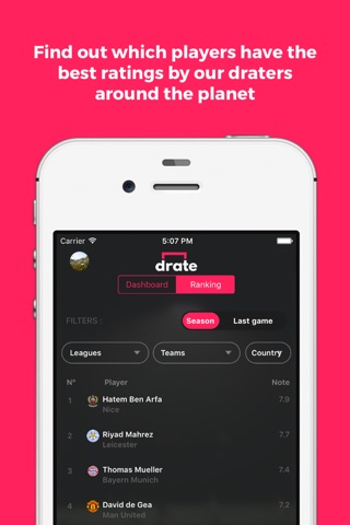 drate: evaluate the best football players ! screenshot 4