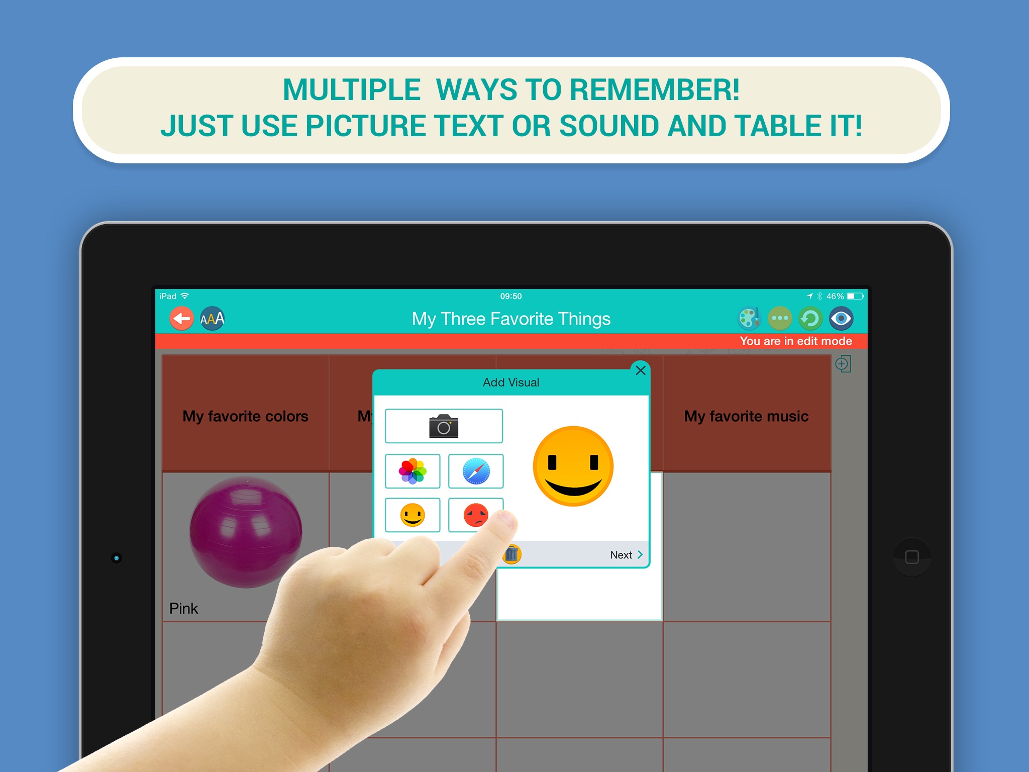 Table it! – Students with special needs learn to organize their world of knowledge screenshot 3