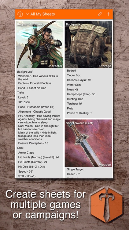 Sheet Yourself: Create/Manage RPG Character Sheets screenshot-0