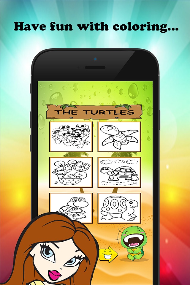 The Turtle Cartoon Paint and Coloring Book Learning Skill - Fun Games Free For Kids screenshot 2