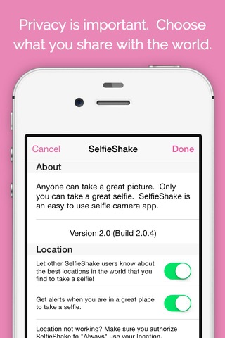 SelfieShake - Ultimate Selfie & Travel Camera. Shake to Take Selfie. Selfie Stick Optional. screenshot 4